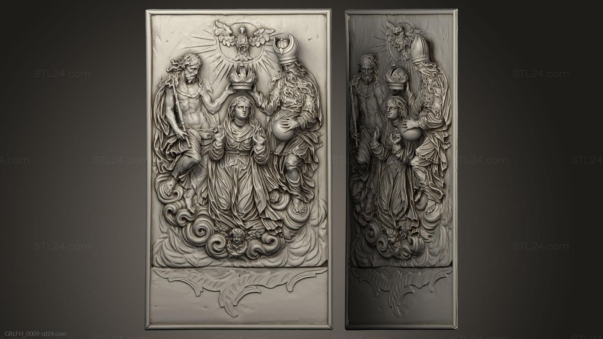 Горельефы и барельефы исторические и религиозные (Коронация Марии, GRLFH_0009) 3D модель для ЧПУ станка